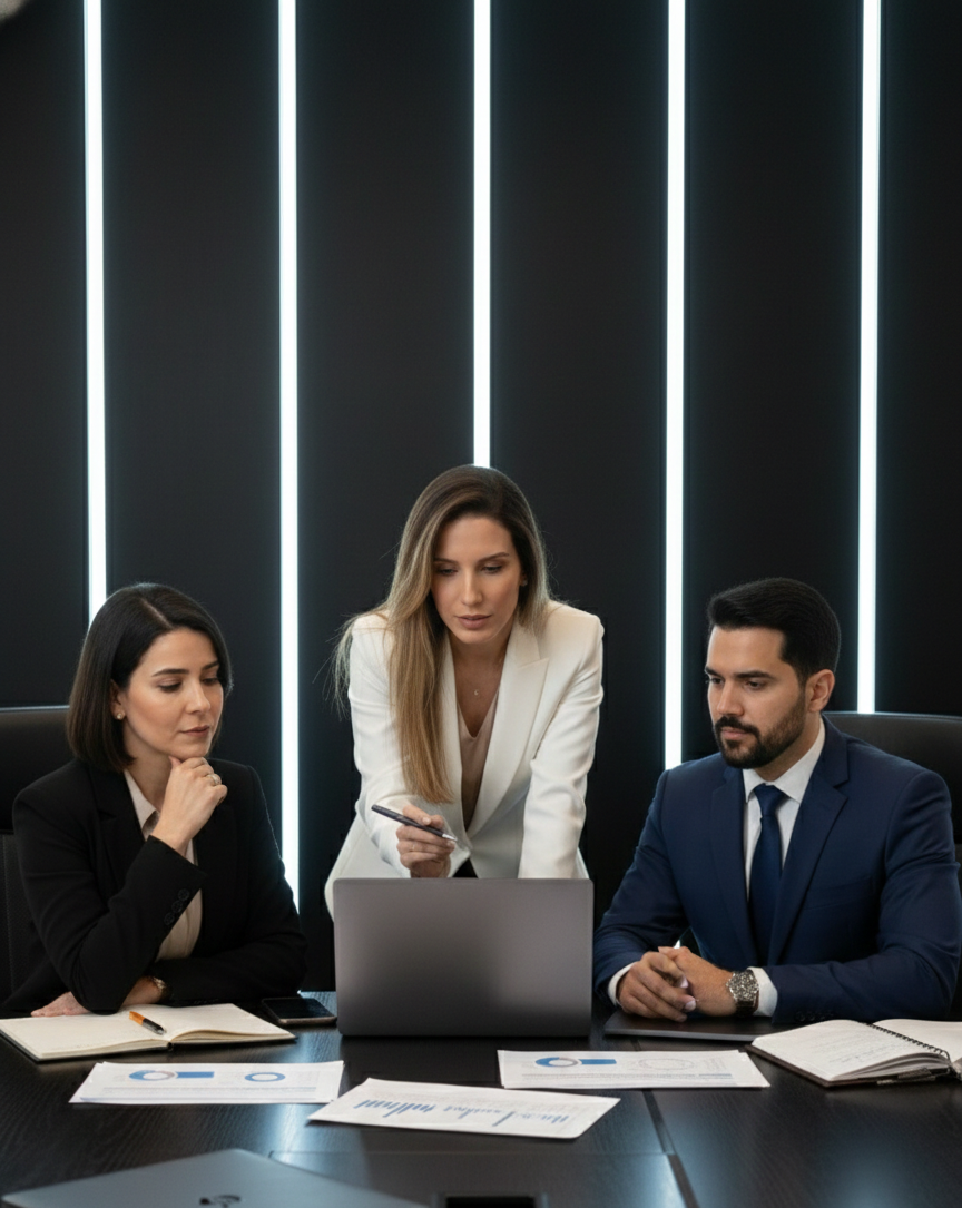 Equipe do C. Josino Advogados reunida analisando documentos